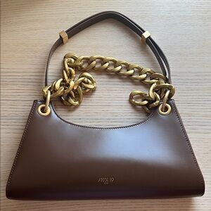 Apede Mod Chocolate Brown Shoulder Bag with Gold Chain